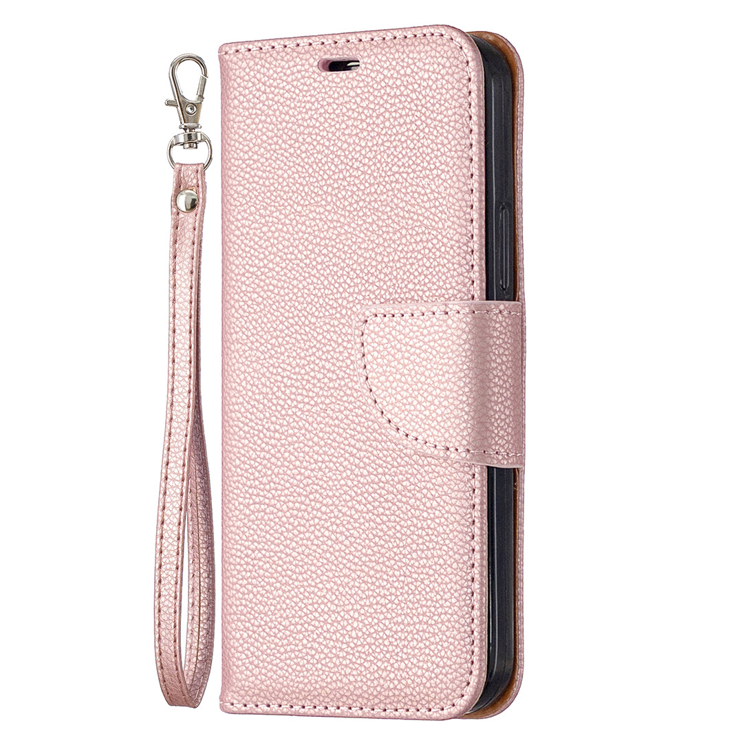 Lychee Pattern Solid Color Flip Leather Case Wallet Lanyard Phone Case - Image 6
