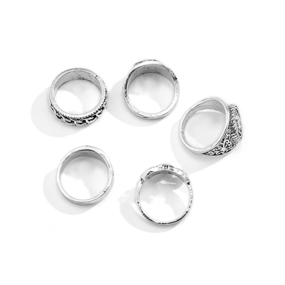 Men's Geometric Shape Metal Ring Set