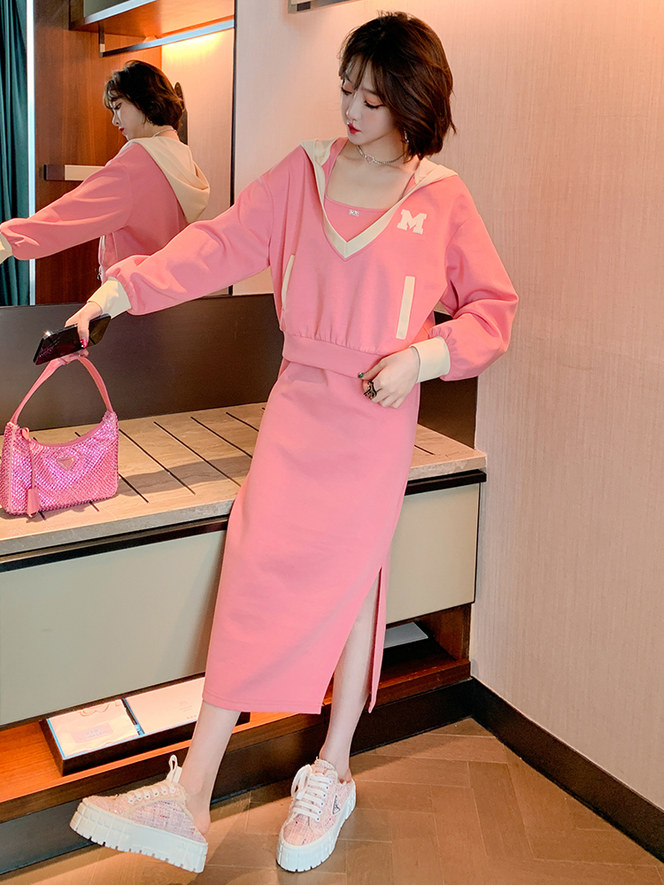 Casual Hooded Sweatshirt Straight Tank Dress