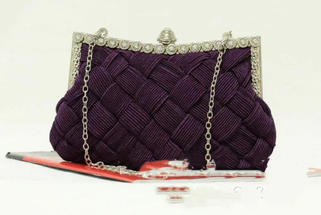 Diamond Bridal Clutch Bag Fold Dress Female Cloth Bag Purple - Shop at LoveMi