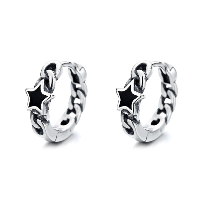 Sterling Silver Vintage Hollow Five-pointed Star Earrings