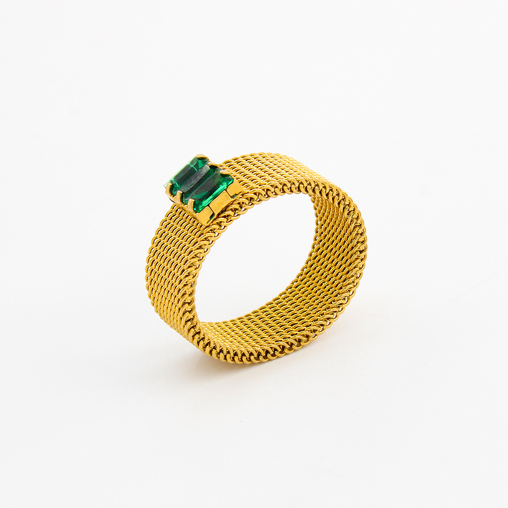 Personality Creative Mesh Ring Inlaid Zircon Male