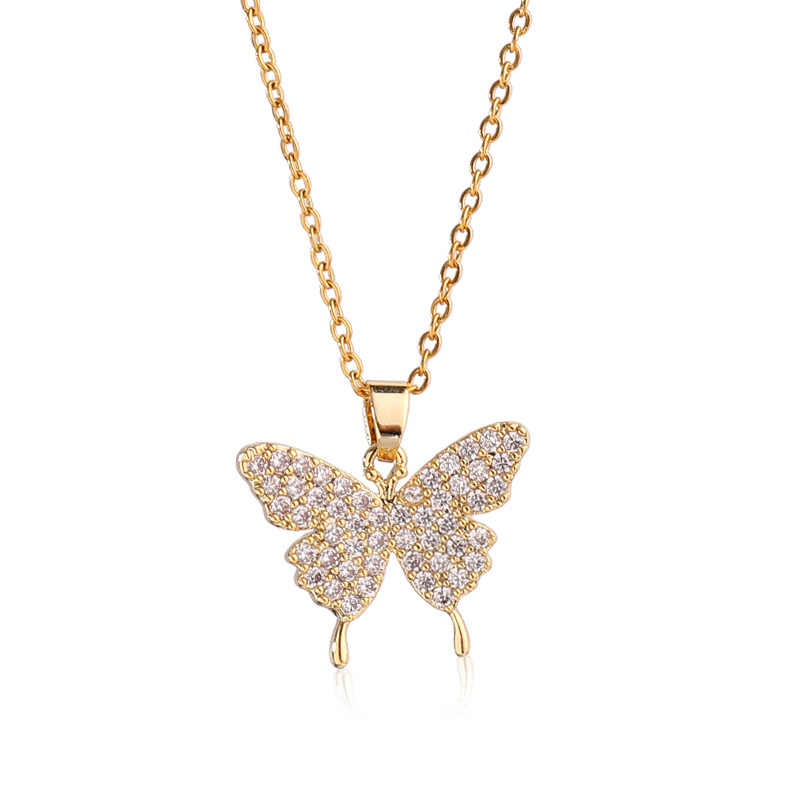 Student Temperament Diamond-studded Butterfly Necklace