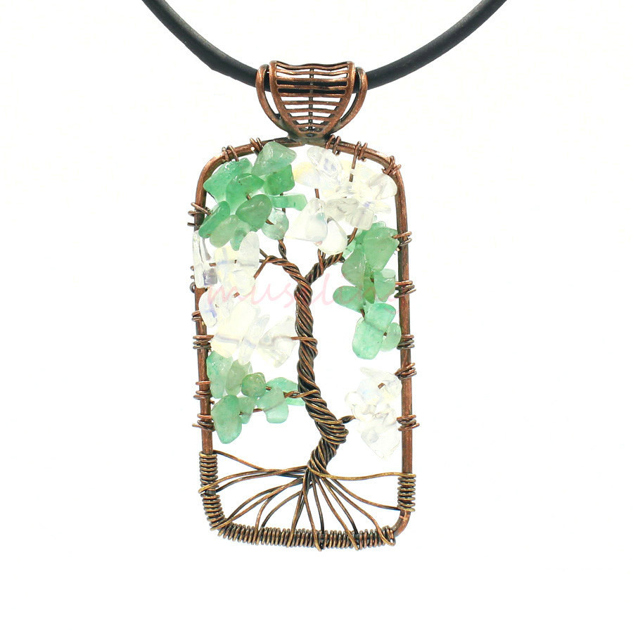 Crystal Gravel Winding Tree Of Life Pendant Vintage