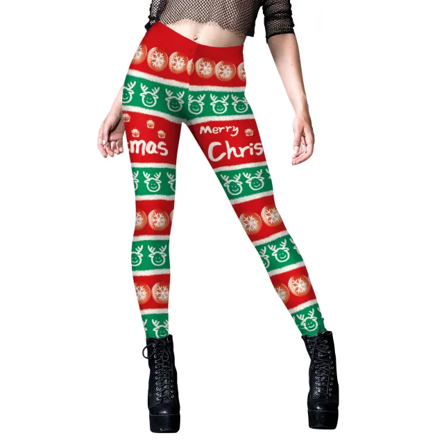 Digital Printing Pants Christmas New Style Elastic Women B2301092 - Shop at LoveMi