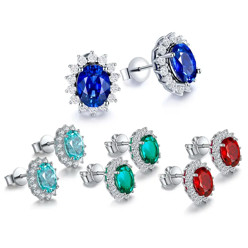 S925 Silver 3.1g Lab-Created Ruby Sapphire Emerald