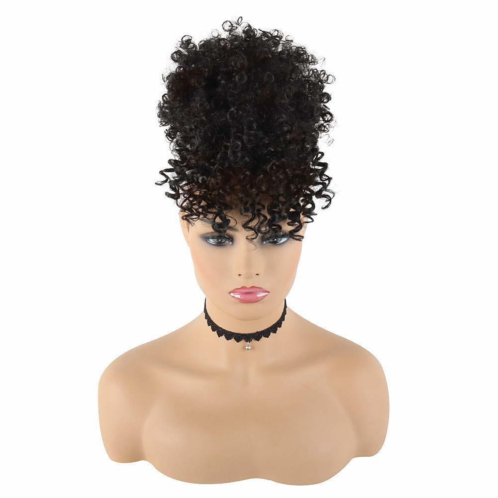 Curly Puff Ponytail Bangs Hair Piece Bun Clip 1B - Shop at LoveMi