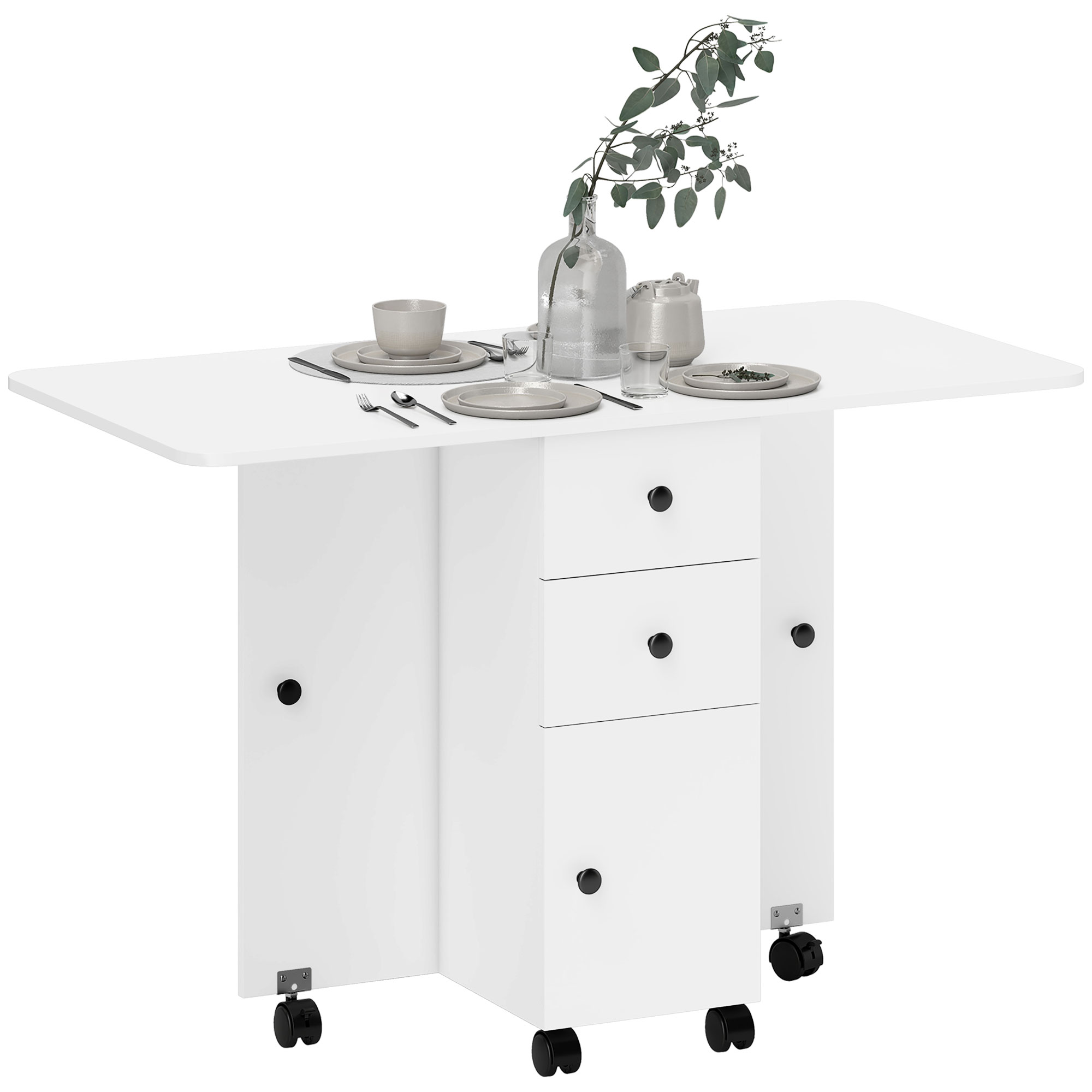 Storage Six Person Folding Dining Table - White — image 7