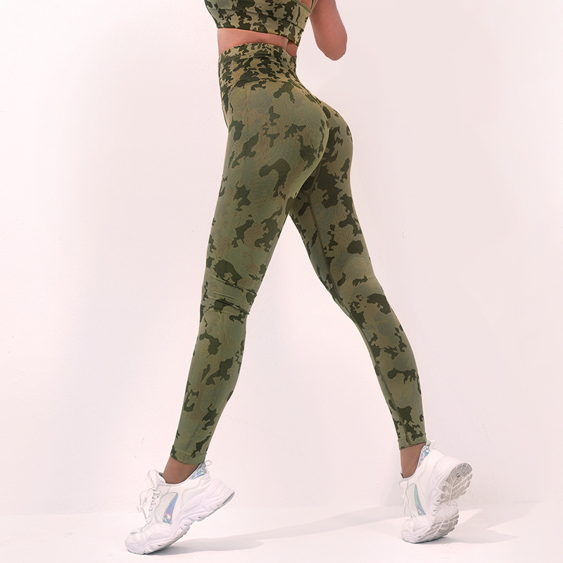Fashion Camouflage Print Yoga Pants High Waist Seamless Leggings Stretch Butt Lift Running Sports Fitness Pant For Womens Clothing Army Green - Shop at LoveMi