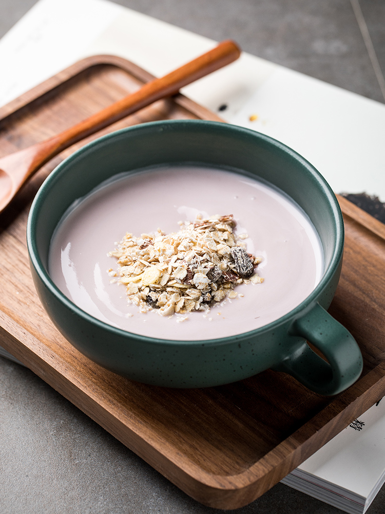 Creative Oatmeal Large Ceramic Milk Big Mouth Breakfast Bowl