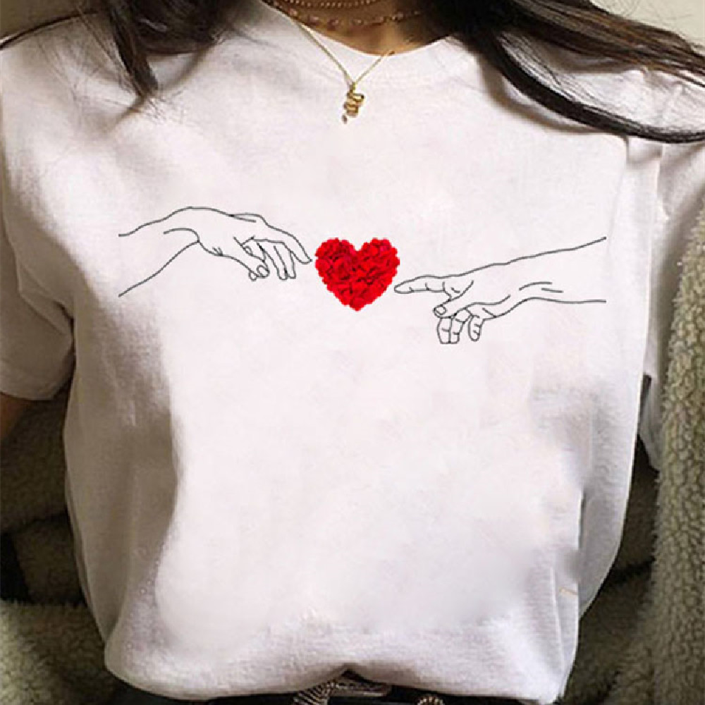 European And American Alphabet Print Short-sleeved T-shirt