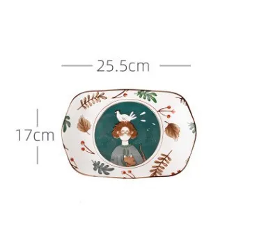 Ceramic Tableware Set Household Ceramic Bowl, Noodle And Dish Combination Rectangular Plate - Shop at LoveMi