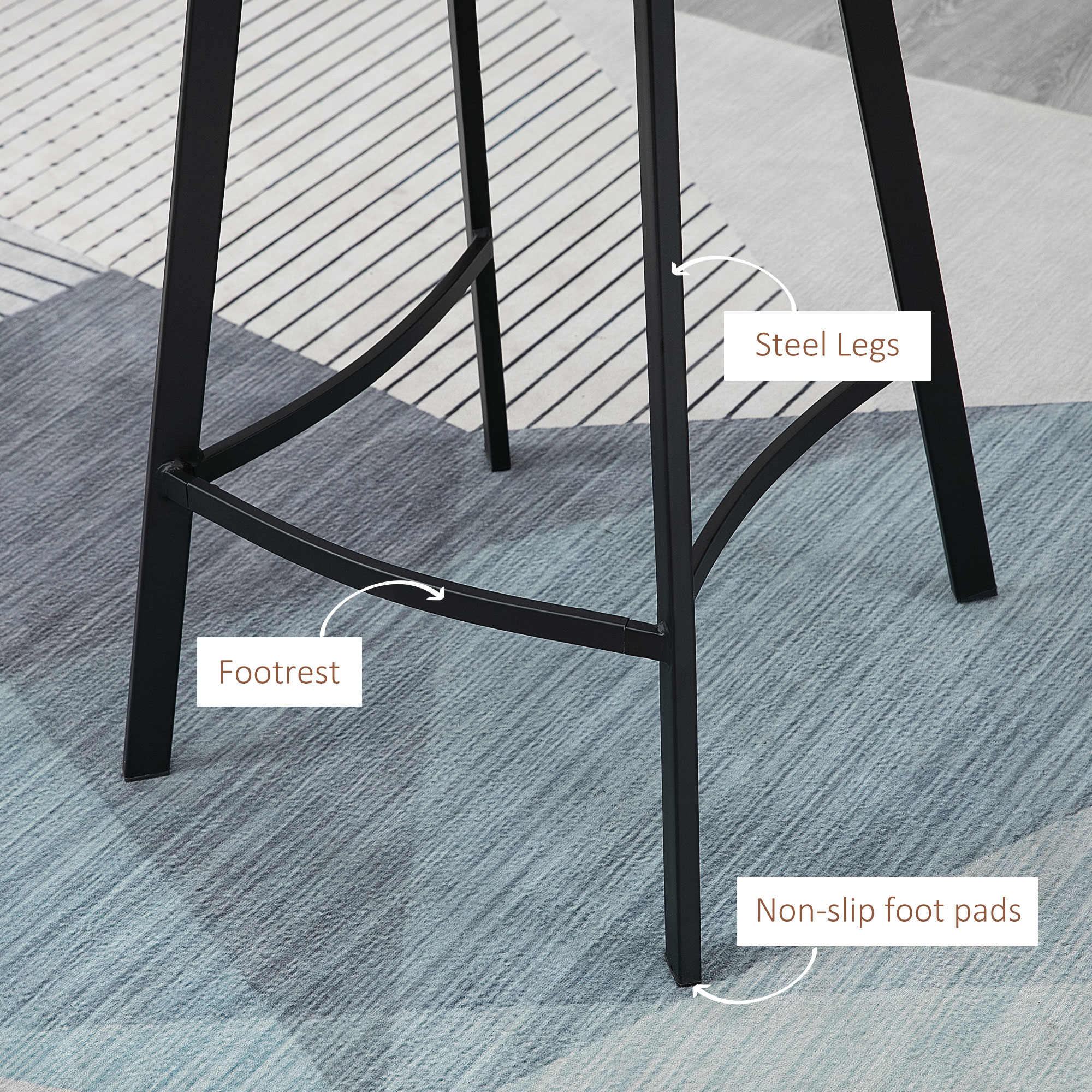 Bar Stool Two-piece Set, PU Leather Dining Chair With Backrest And Footrest — image 2