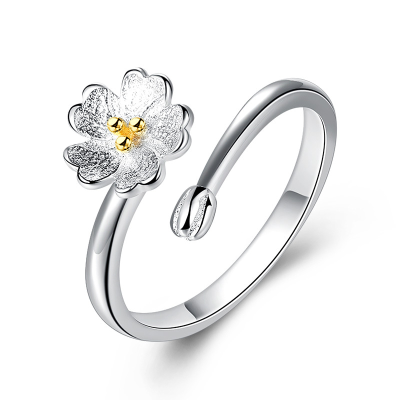 Title 3, Lotus Silver Plated Ring Female Fashion Sweet A...