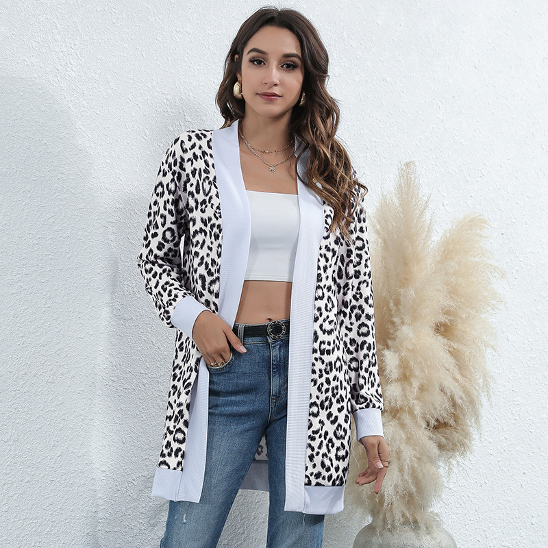 Tie-dye Christmas Leopard Print Knitted Cardigan Jacket