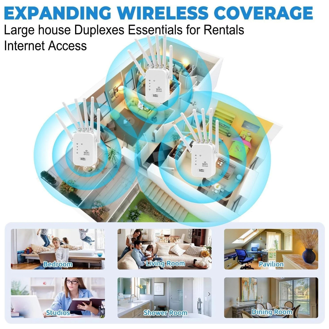 Dual-band Signal Booster Amplifier 1200M Gigabit Wireless Repeater