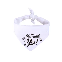 White Valentine's Day Saliva Towel Dog Wedding Jewelry - She Said Yes - View 1