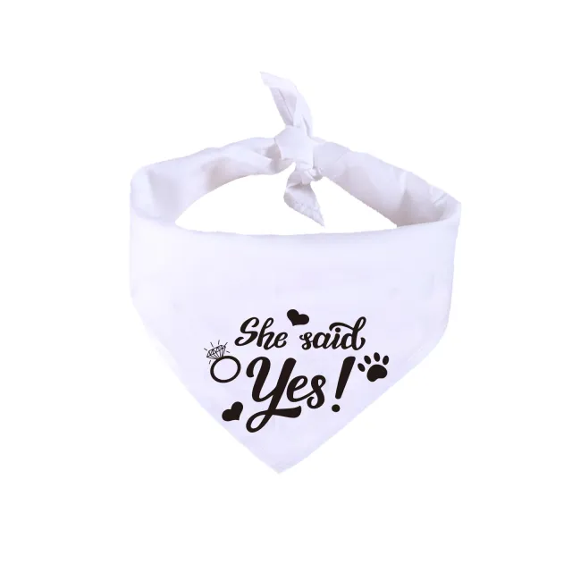 White Valentine's Day Saliva Towel Dog Wedding Jewelry She Said Yes - Shop at LoveMi