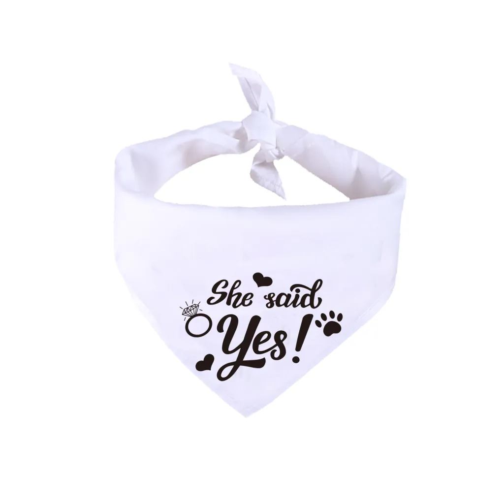 White Valentine's Day Saliva Towel Dog Wedding Jewelry - She Said Yes