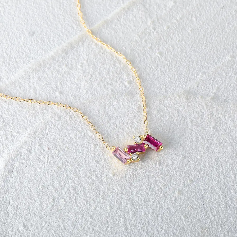 New Square Colored Diamond Necklace