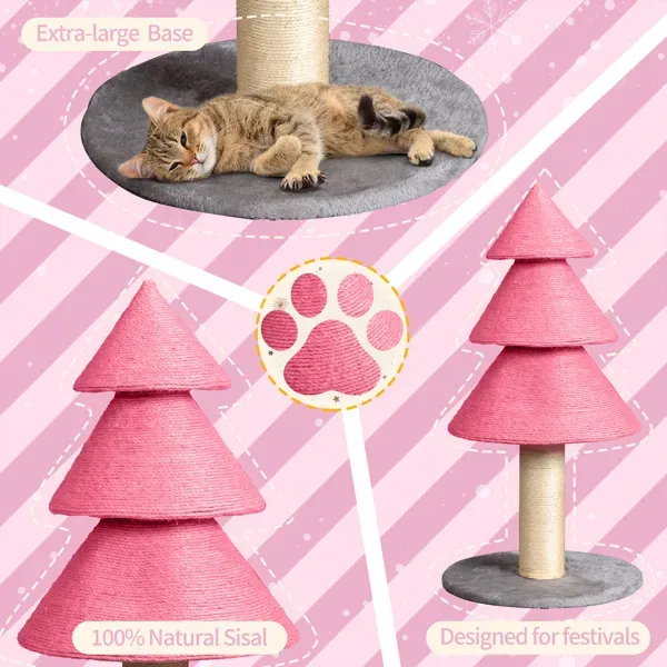31.5in Christmas Tree Cat Scratcher, Cat Scratching Post For Indoor Cats, Large Sisal Cat Scratching Tree Cat Scratch Tower Default Title - Shop at LoveMi