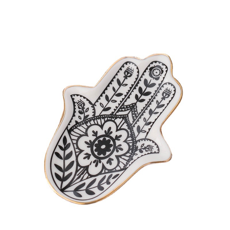 Palm Ceramic Plate Jewelry Storage Tray Home Decoration Snack Tray