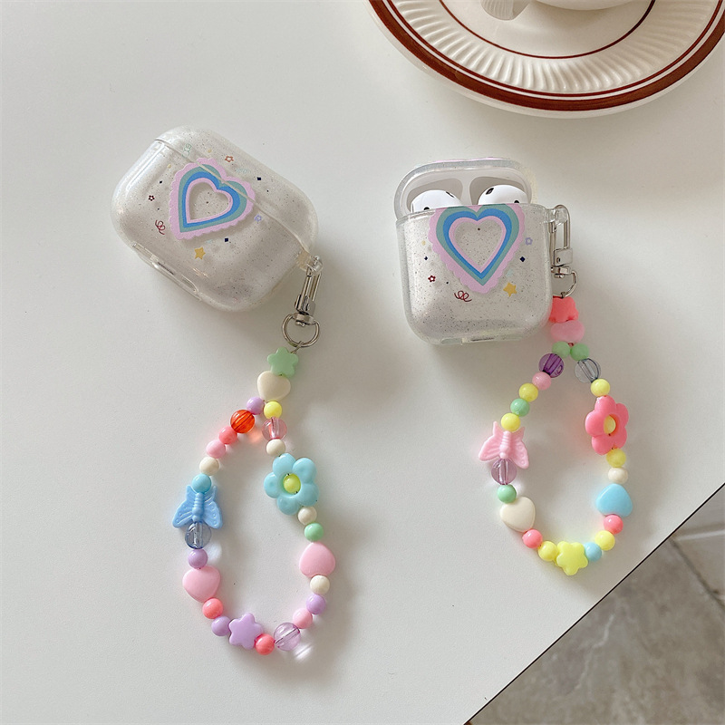 Funda protectora corazón brillo auriculares Bluetooth
