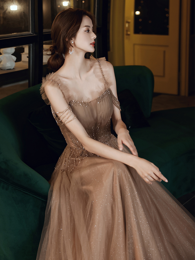 Embroidered Middle-Waist Evening Dress, picture 5 of 5