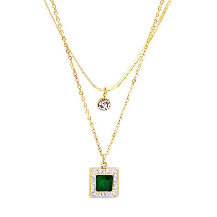 Women's Fashion Double Layer Zirconia Pendant Necklace