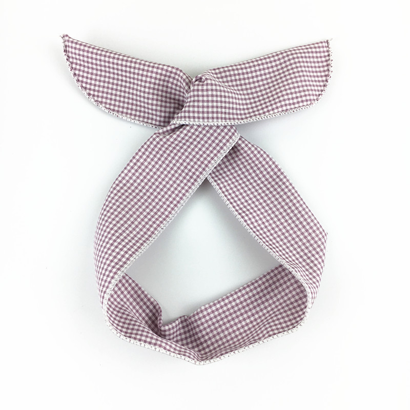 Variety Cute Wire Rabbit Ears Washing Face Hair Band Plaid Fabric Hair Fixer Wide edged Headband Hair Accessories Purple - Shop at LoveMi