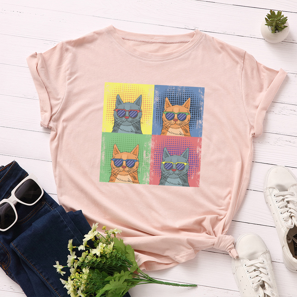 Women's Fashion Loose Round Neck Short-sleeved T-shirt