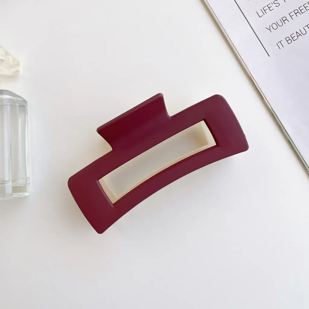 Plastic Resin Two-color Hair Clip - Wine Red Rice White Style