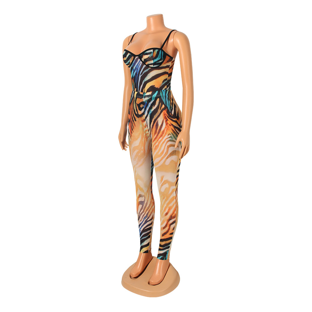 Sexy Mesh Sling Jumpsuit Two-Piece Trousers Suit