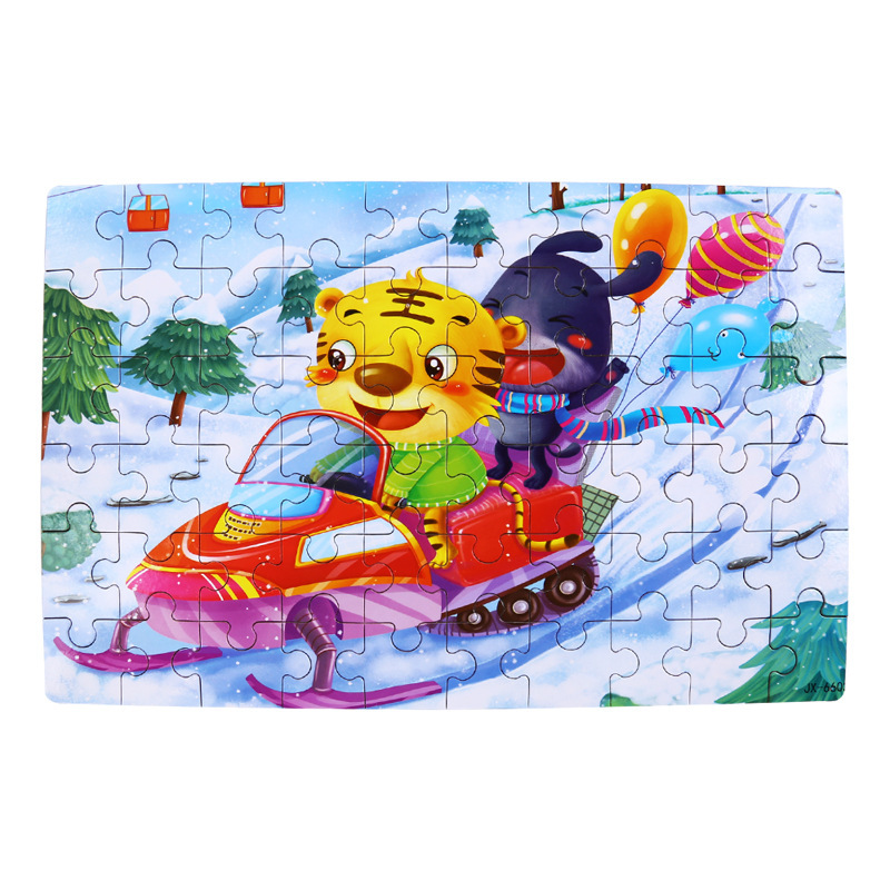 Puzzle 3D en bois 60 pièces — Jeu éducatif Montessori avec boîte 3