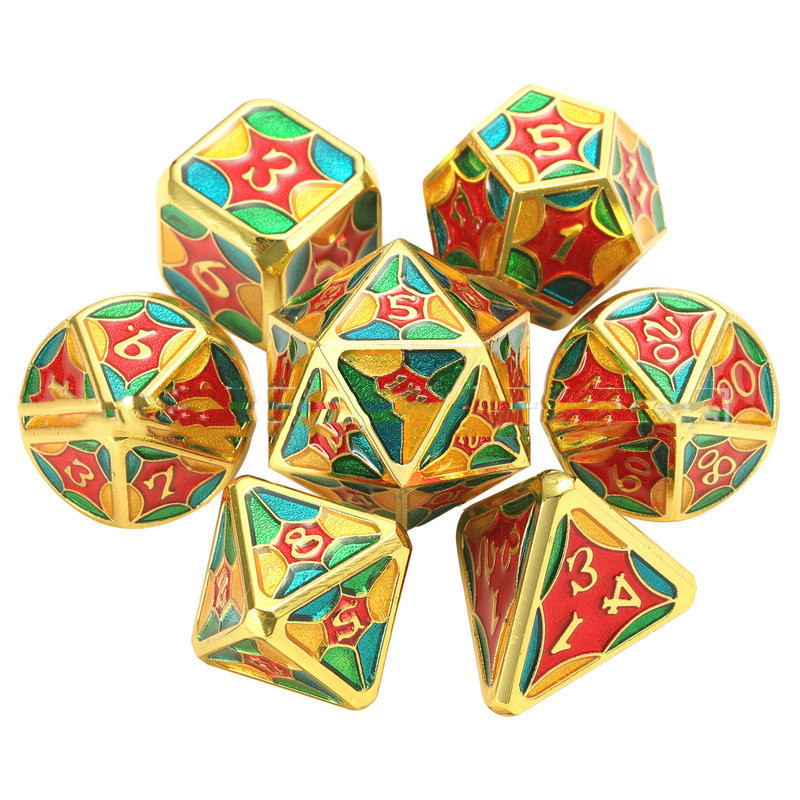 7pcs Set Of Metal Multi-sided Dice Enamel Plating (Phnom