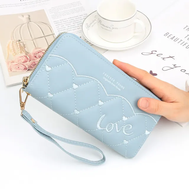 Women's Fashion New Long Money Zipper Wallet Blue - Shop at LoveMi
