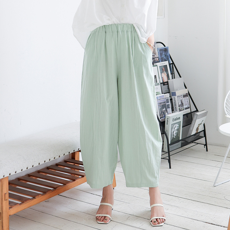 Summer Cotton And Linen Lantern Large Size Loose Trousers Women Leisure Pants Fat Trousers