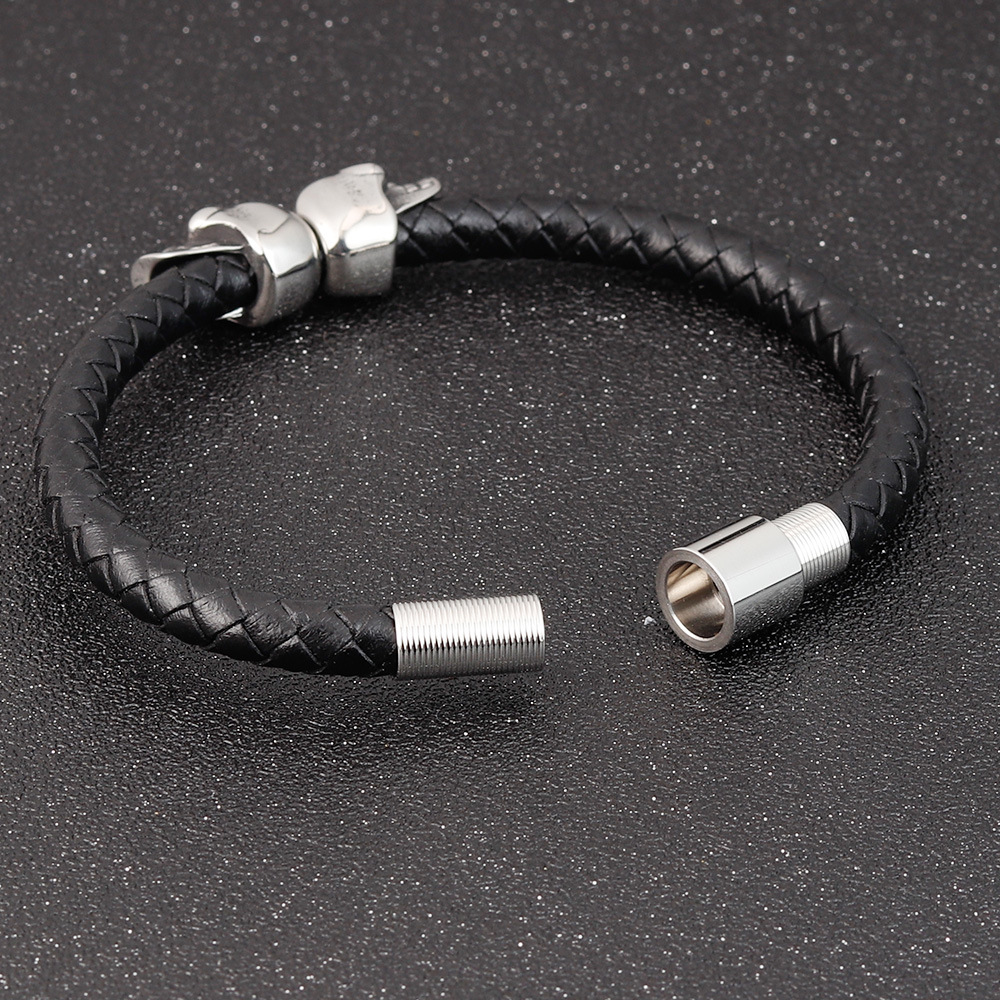 Skull Stainless Steel Bracelet Ghost Head Men's Leather Bracelet Braided Bracelet Simple Bracelet