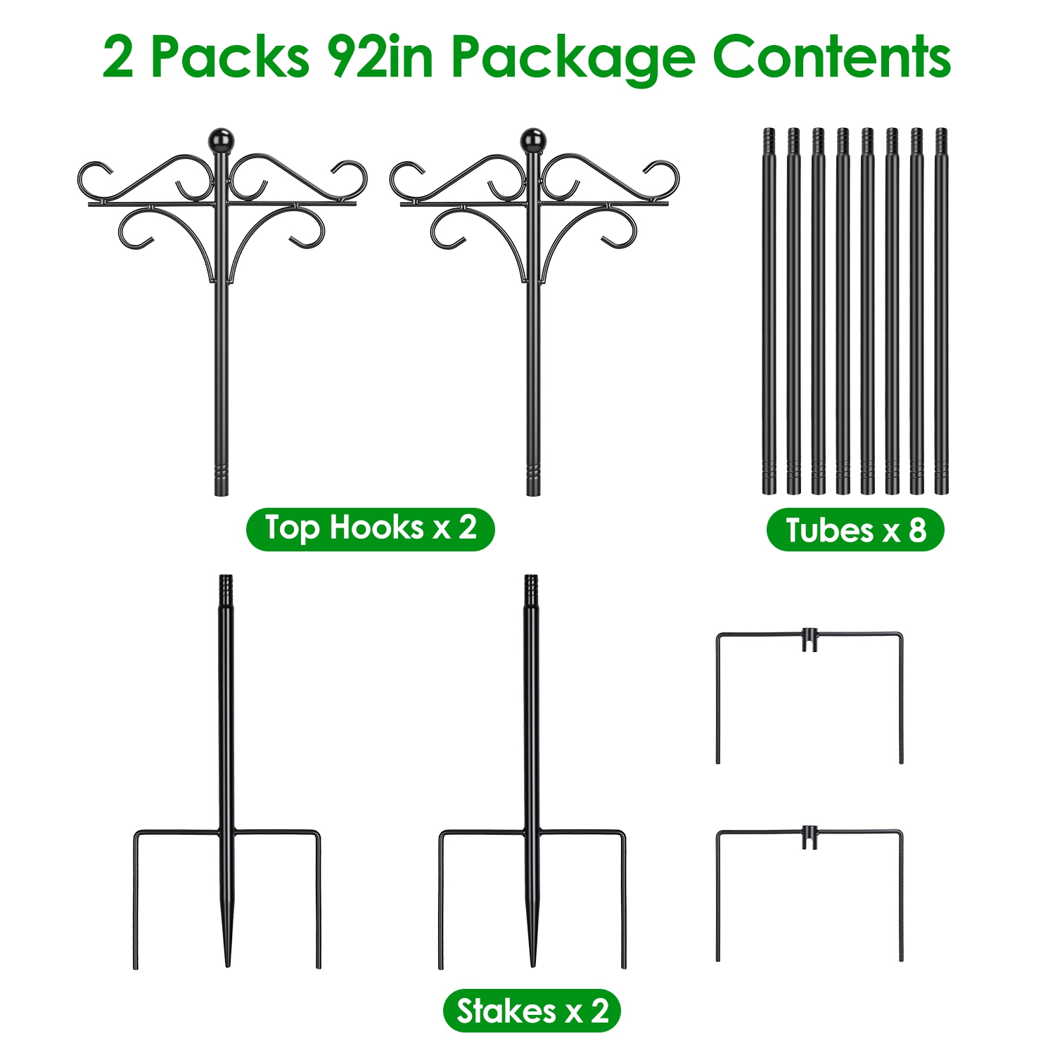 2 Packs Heavy Duty Double Shepherds Hook Bird Feeder Pole Garden Hanging Holder For Bird Feeder Garden Plant Lantern For Outdoor Garden Patio