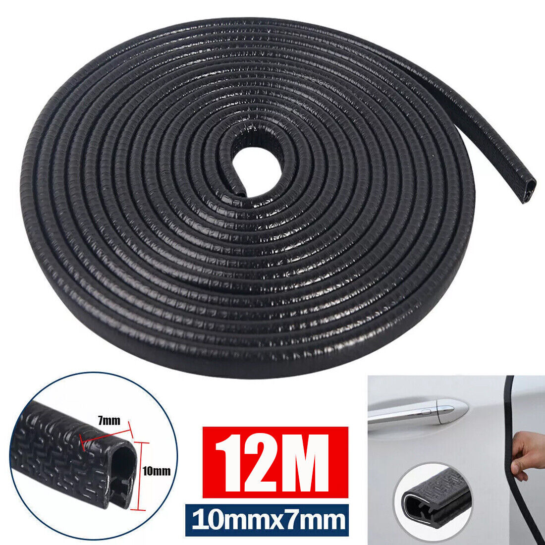 12M Car Door Boot Edge Protector Strip Trim U Shape Guard Seal Rubber Black UK — image 8