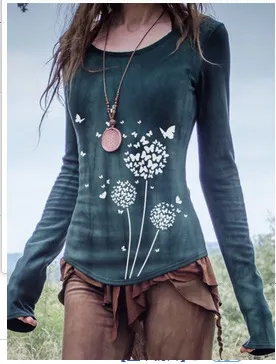 Fashion V Neck Print Loose Long Sleeve T Shirt 5 Style - Shop at LoveMi