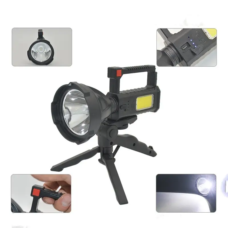 Outdoor Camping Flashlight With Bracket Searchlight COB Light