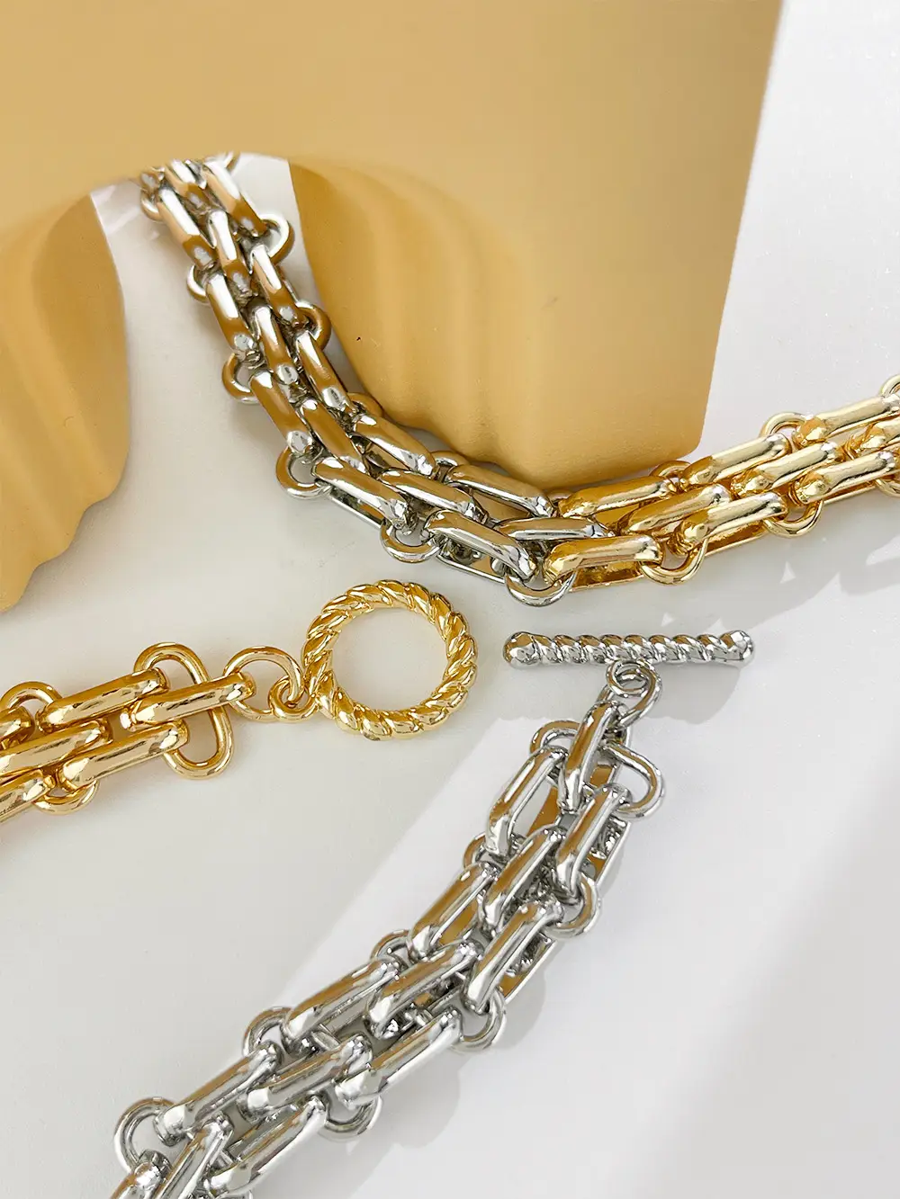 Frosty Texture Woven Design OT Buckle Necklace