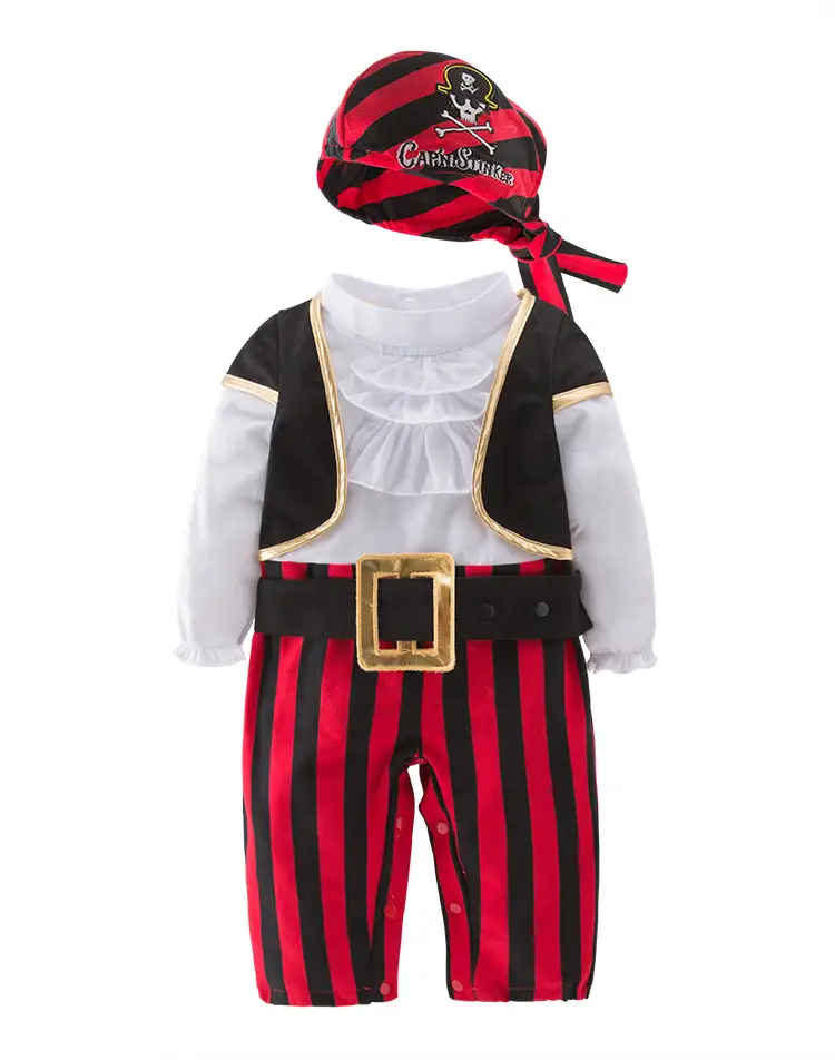Pirate Ship Captain Cute One-piece Romper Suit 4-piece Set For Boys Spring And Autumn New