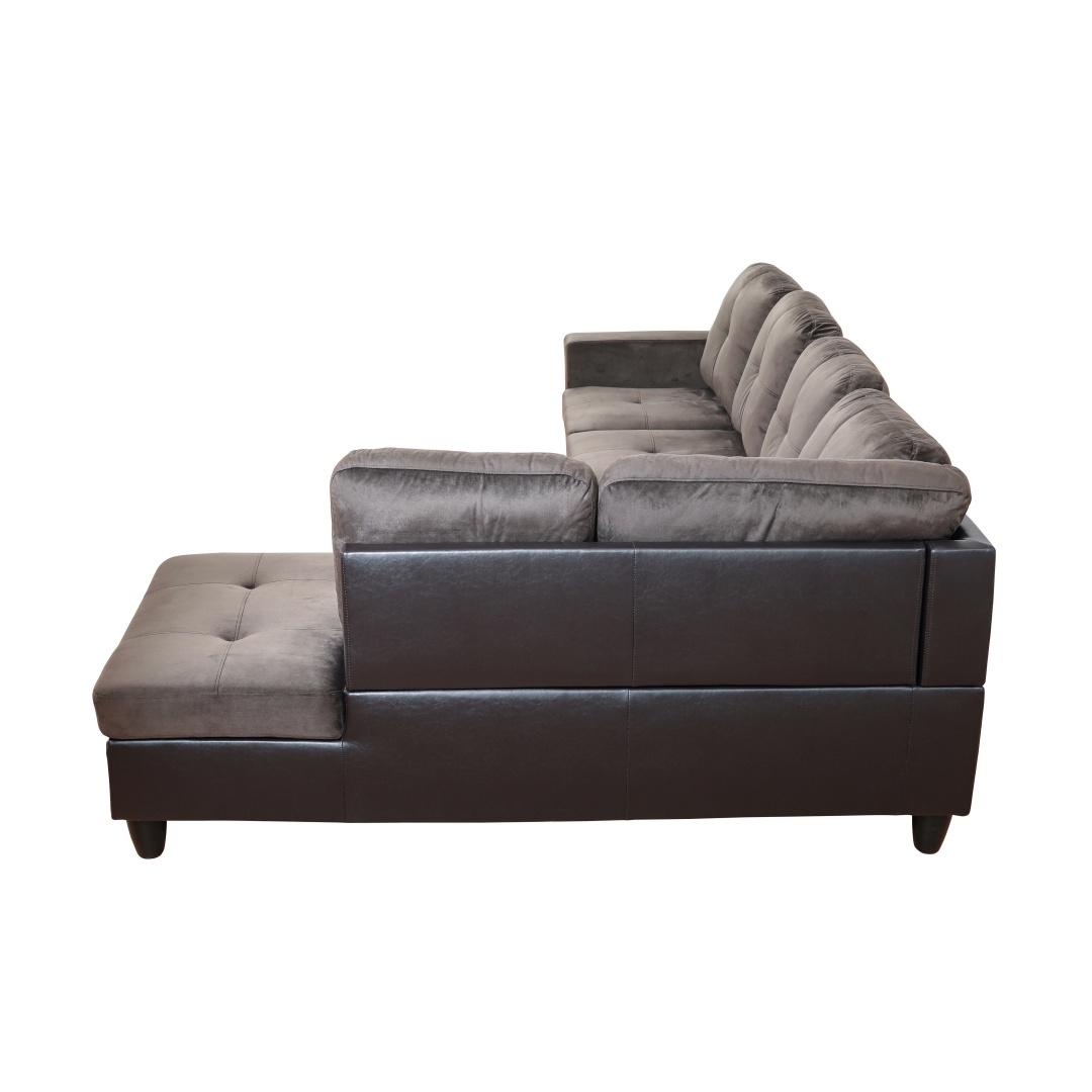 Pickup Only--Dark Brown Flannel And PVC 3-Piece Couch Living Room Sofa Set