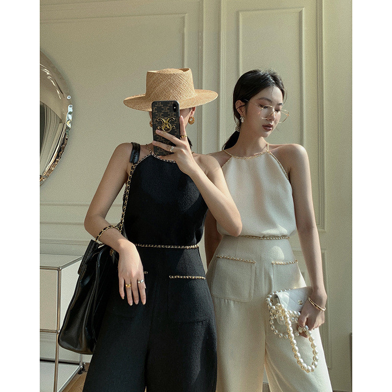 French Small Fragrance Chain Decorative Halter Camisole Women