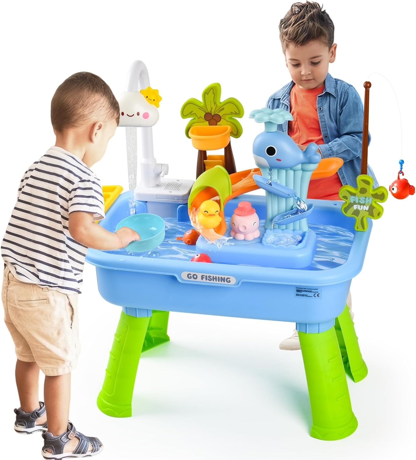 Upgraded Toddler Sand Water Table Toy Kids Fishing Fun Kitchen Play Sink UK