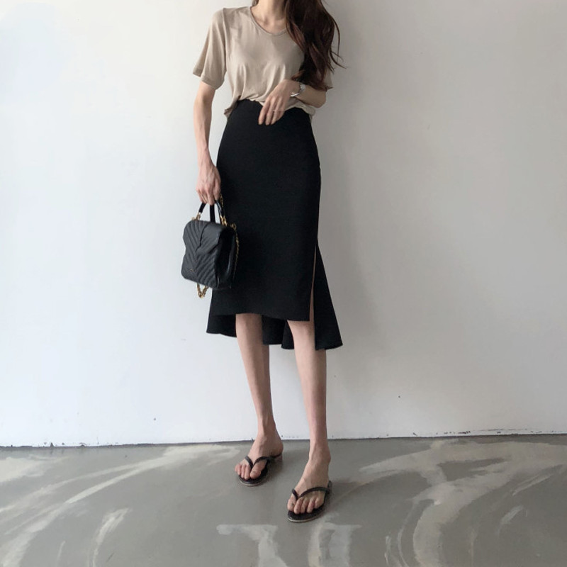 Women's New Retro High Waist Slit Irregular Ruffle Skirt