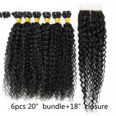 Wig Human Hair Mixed 7-piece Small Curly Curtain Hair Block Set - 20Inch18Inch - View 1