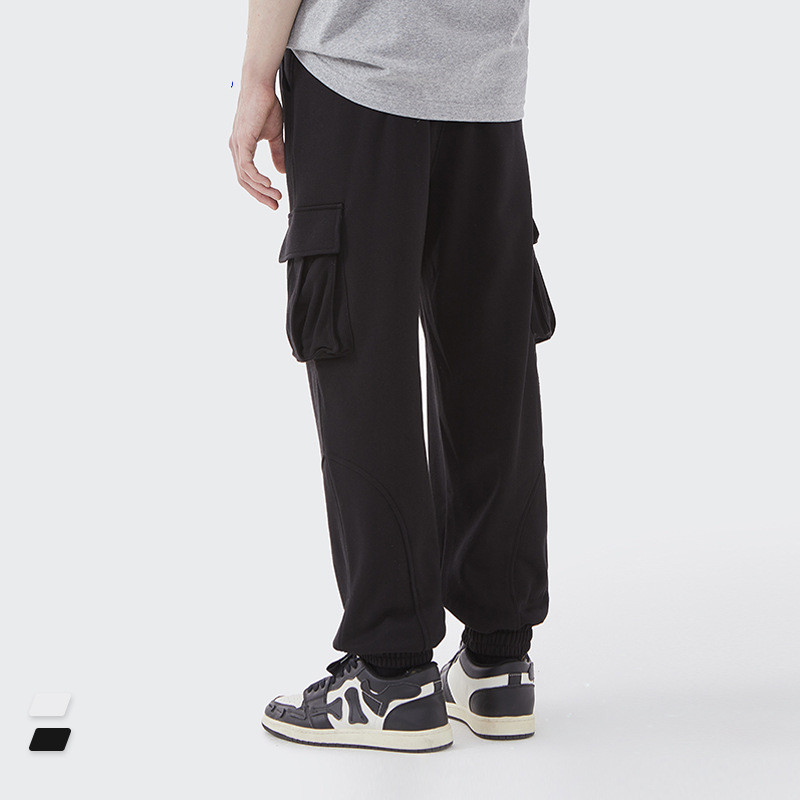 Men's Spring New Solid Color Pocket Casual Loose Pants